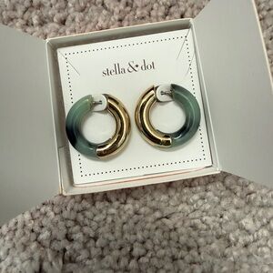 Stella & Dot Gold and Tortoise Reversible Hoop Earrings